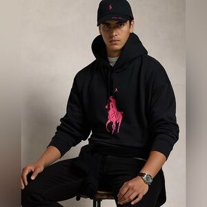 Polo Ralph Lauren Black Big Pony Pullover Hoodie Sweater Men’s Size M
